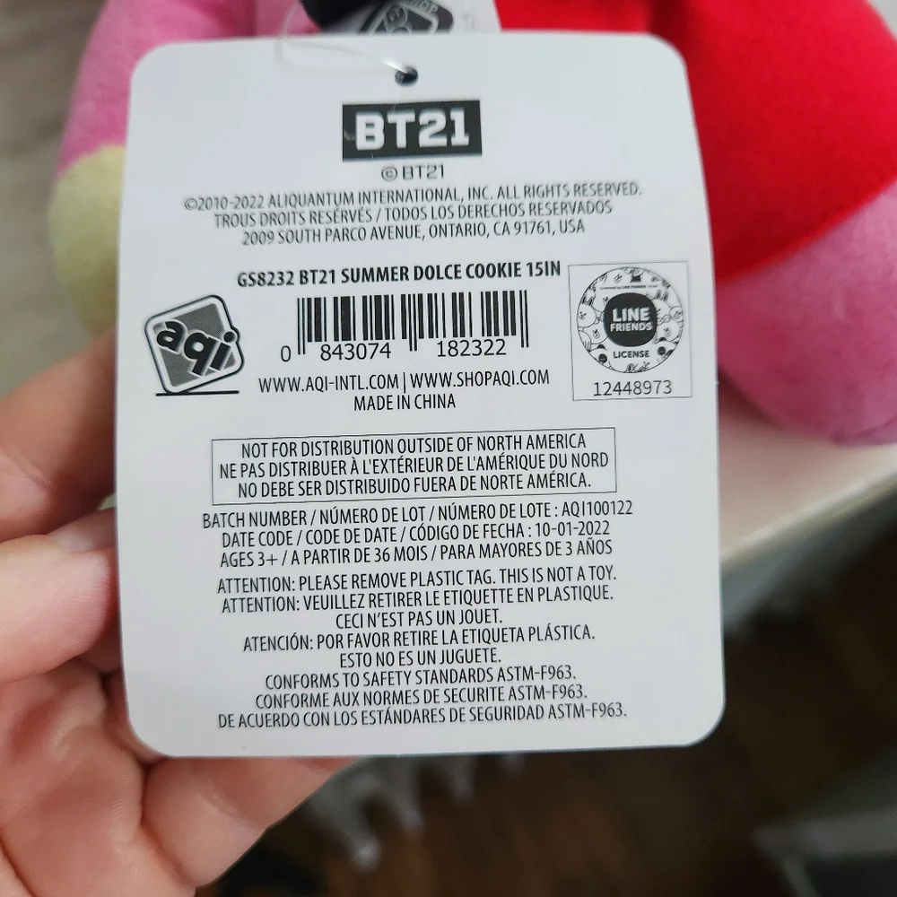 New‎ BT21 Summer Dolce Cooky 15" Plush Stuffed Toy BTS Drink Pink Bunny Rabbit - Picture 5 of 5